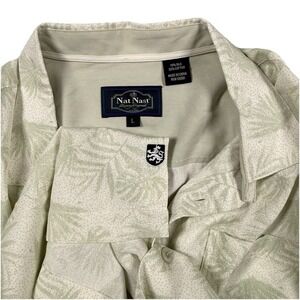 Nat Nast‎ Silk Blend Shirt Men Large Lt Green Hawaiian Palms Print S/S